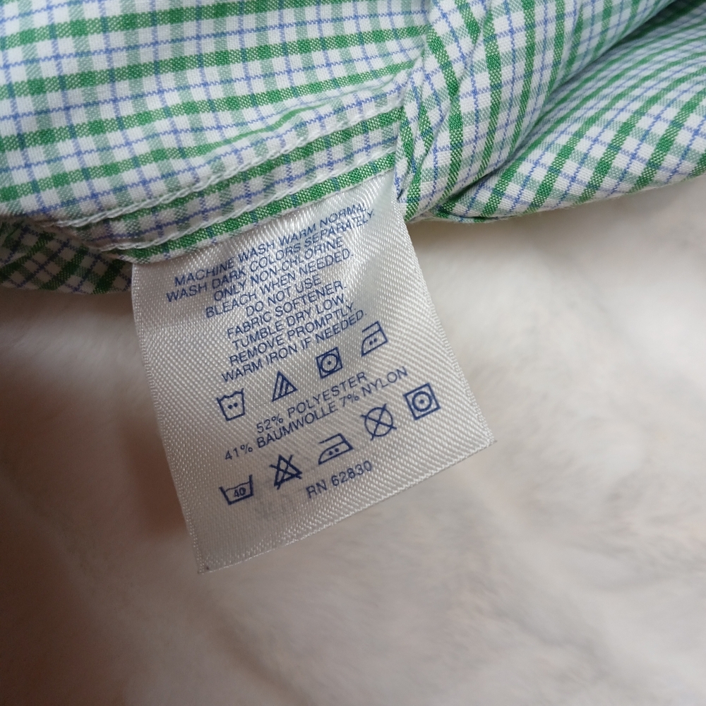 Lands’ End Men’s Short Sleeve Button-Down Shirt Green Check Plaid | Size M - Picture 4 of 10